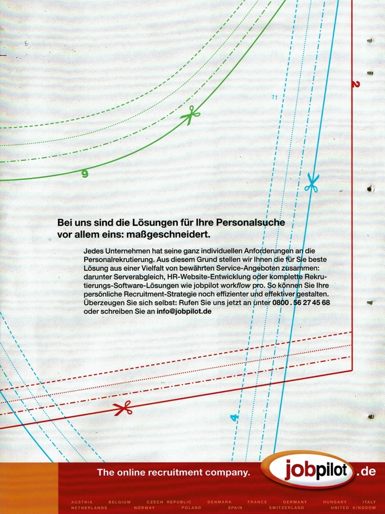 jobpilot - B2B-Awareness Kampagne I Motiv: Schnittbogen I Agentur: McCann